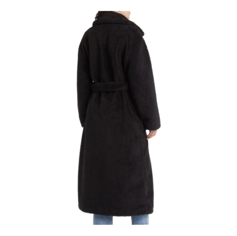 UGG Alesandra Faux Fur Wrap Coat L/XL TARR-Black NWT - Picture 6 of 8